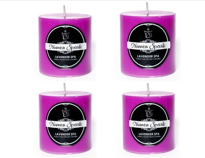 

Numen Spark Set Of 4 Lavender Spa Solid Pillar Candle | Candles for Decoration | Candles for Bedroom(1200 g)