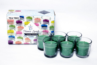 

Numen Spark Set Of 6 Tea Tree Votive Pillar Candle | Candles for Decoration | Candles for Bedroom(1050 g)
