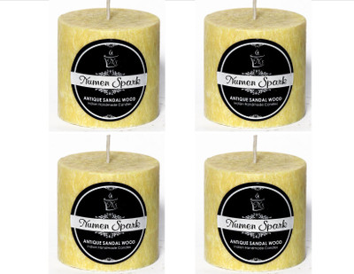 

Numen Spark Set Of 4 Antique Sandalwood Crystal Pillar Candle | Candles for Decoration | Candles for Bedroom(1200 g)