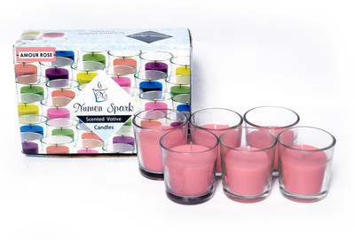 

Numen Spark Set Of 6 Amour Rose Votive Pillar Candle | Candles for Decoration | Candles for Bedroom(1050 g)
