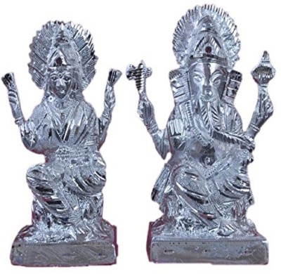 numeroastro 1 Pair Of Shri Laxmi-Ganesh Ji Idol In White Metal (16 Cms) Decorative Showpiece  -  16 cm(Aluminium, Silver)