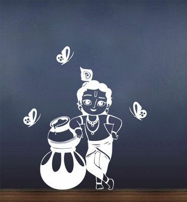 StickerYard 104 cm Bal Krishna With Butterflies Self Adhesive Sticker(Pack of 1)