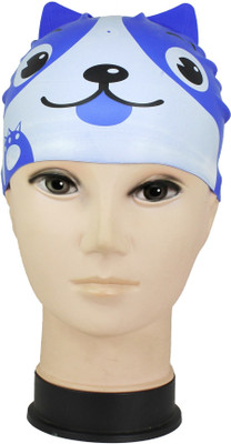 

Neska Moda Silicon Anti-Allergic Swimming Cap(Blue, Pack of 1), Blue;white