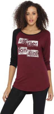 CAMPUS SUTRA Casual Full Sleeve Printed Women Maroon Top