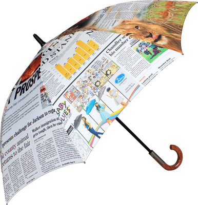 

Johns News Paper Print-1 Straight Fold Auto Open Umbrella Umbrella(White)