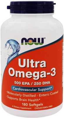 

Now Foods Ultra Omega-Fish Oil 500 EPA/250 DHA 180 Soft gels(180 No)