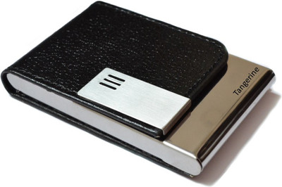 

Tangerine Men Black Genuine Leather Card Holder(10 Card Slots)
