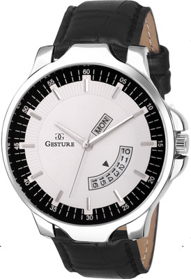 

Gesture 1122- White Day and Date Functioning Watch - For Men
