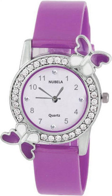 

NUBELA New Black Color Diamond Studded Butterfly Watch - For Girls