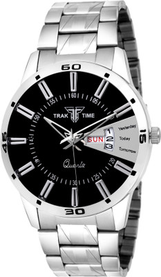 

Traktime Day & Date Watch | Mens Business Day & Date Casual Watch | Black Dial Analog Watch | Men Casual Watch | Dial Color: Black, Strap Color : Silver Watch - For Men