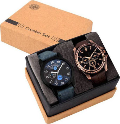 

LEBENSZEIT New Stylish Chronograph Brown Blue Watch Combo For Boys & Girls Watch - For Men & Women
