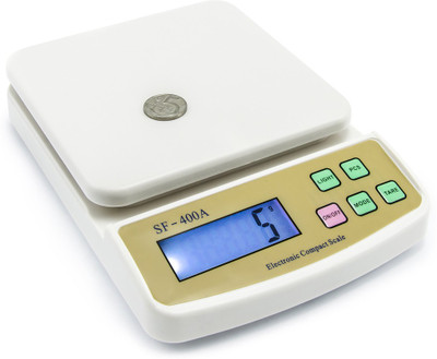 

MANOGYAM Digital 10kg x 1g Kitchen Scale Balance Multi-purpose weight measuring machine without Adapter(CHARGER) Weighing Scale(White)