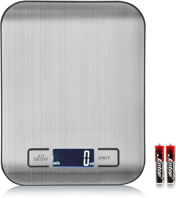 

IGADG Premium Heavy Duty Kitchen/Lab Scale With Multi-Function Back-Lit LCD Display, Stainless Steel, 5 KG Capacity (Batteries Included) Weighing Scale(Steel)