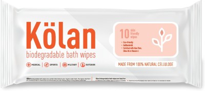 

Kolan Eco-Friendly Biodegradable Bed Bath Wipes with Aloe Vera,Olive Oil & Vitamin E(10 Pieces)