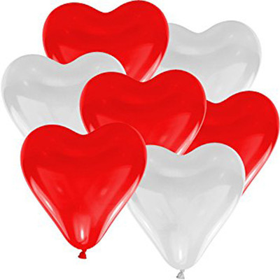 

Aone Solid Red White Heart Shape Balloons Party Balloons for Birthday Parties, anniversary and festivals pack of 50Pcs(25+25) Balloon(Red, White, Pack of 50)