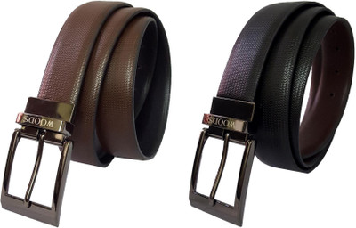 

WOODS Men Formal, Casual Black, Brown Genuine Leather Reversible Belt