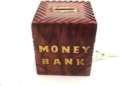 

A.R Handicraft Coin Bank with key Coin Bank(Brown)