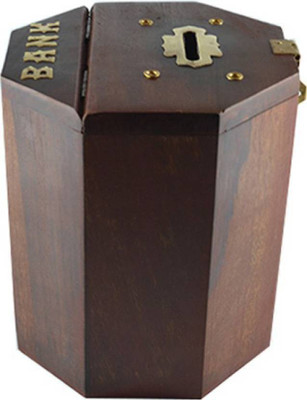 

CraftOnline brwn wooden money bank Coin Bank(Brown)