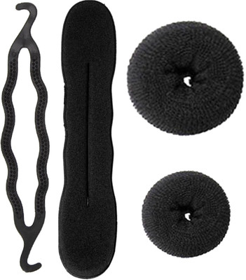 

Out Of Box Hair Styling Donut Clip Bun/juda Maker French Braid Tools (Set Of 4) Bun(Black)