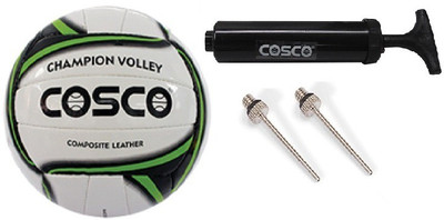

Cosco Combo of three - one 'Champion' Volleyball , one pump and two needles (Color On Availability)- Volleyball Kit