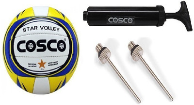 

Cosco Combo of three - one 'Star Volley' Volleyball , one pump and two needles (Color On Availability)- Volleyball Kit
