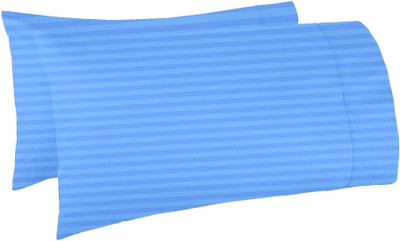 Jaipurlinen Polyester Fibre Sleeping Pillow Pack of 4 Stripes(Light Blue)