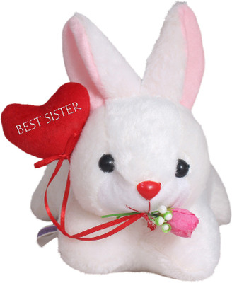 

Tickles Rabbit with Best Sister Heart Mothers day Special Soft Stuffed Plush Toy - 26 cm(White)