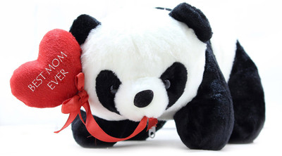 

Tickles Panda With Best Mom Ever Heart Mothers day Special Soft Stuffed Plush Toy - 26 cm(Black)