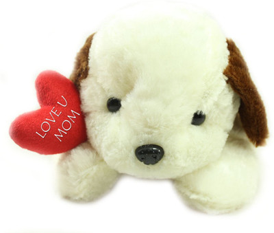 

Tickles Loving Dog With Love You Mom Heart Mothers day Special Soft Stuffed Plush Toy - 40 cm(White)