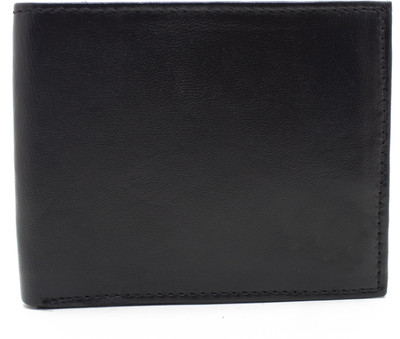 

DELMA Men Brown Genuine Leather Wallet(4 Card Slots), Black