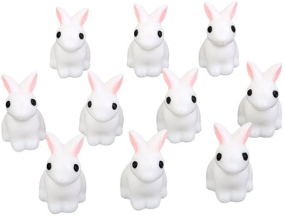 

P s retail 10 pcs Rabbits - Craft Garden Miniatures (Size: Approx. 2.5 x 2cm)(White)