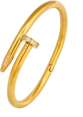 the jewelbox Stainless Steel Cubic Zirconia Gold-plated Kada