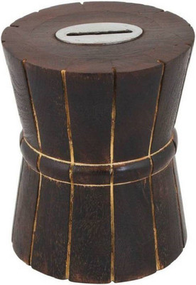 

A.R Handicraft Wooden Black Colour Money Box /Gulak in Damroo Shape Coin Bank(Brown)