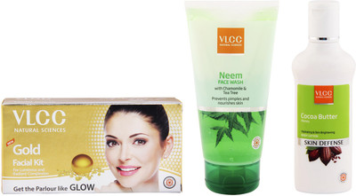 VLCC Facial Kit, Body Lotion and Facewash Combo(Set of 3)