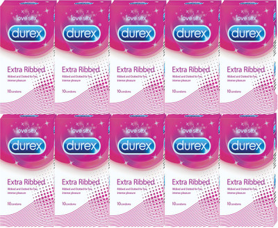 Durex Extra Ribbed Condom(Set of 10, 100S)