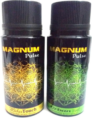 

MAGNUM PULSE MIDAS TOUCH AND URBAN FEEL Perfume Body Spray - For Men & Women(300 ml, Pack of 2)