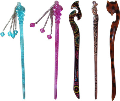 

FANANOO Combo of Multi Color Juda Sticks Bun Stick(Multicolor)