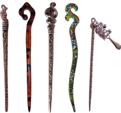 

NAYA Combo of Multi Color Juda Sticks Bun Stick(Multicolor)