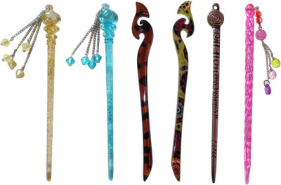 

CLUEERFIRKI Combo of Multi Color Juda Sticks Bun Stick(Multicolor)