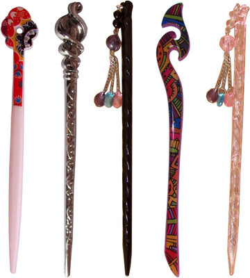 

JUULO Combo of Multi Color Juda Sticks Bun Stick(Multicolor)
