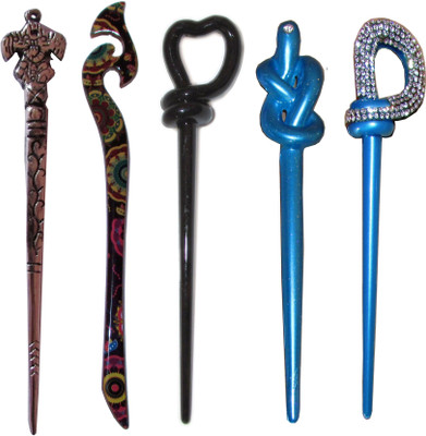 

RISHIKAKO Combo of Multi Color Juda Sticks Bun Stick(Multicolor)