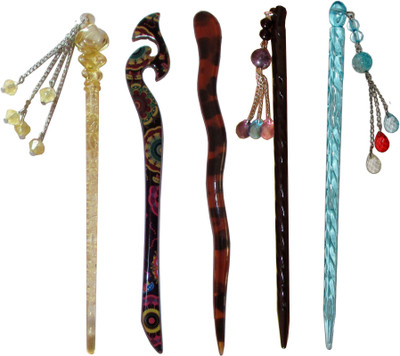 

MEHAKA Combo of Multi Color Juda Sticks Bun Stick(Multicolor)