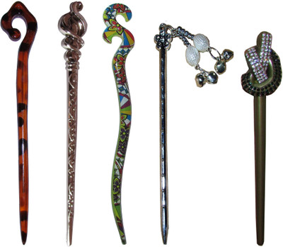

LUXEY Combo of Multi Color Juda Sticks Bun Stick(Multicolor)