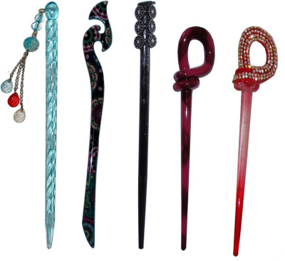 

SHEENAGLUE Combo of Multi Color Juda Sticks Bun Stick(Multicolor)