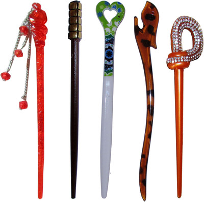 

MUKOP Combo of Multi Color Juda Sticks Bun Stick(Multicolor)