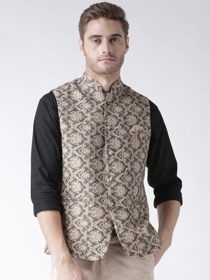 Hangup Sleeveless Printed Men Nehru Jacket