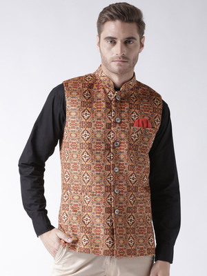 Hangup Sleeveless Printed Men Nehru Jacket