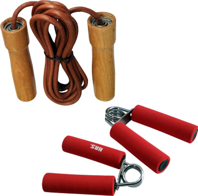 HRS Strength Combo (HG-102 Hand Grip,Pack of 2 + SR-128 Skipping Rope) Gym & Fitness Kit