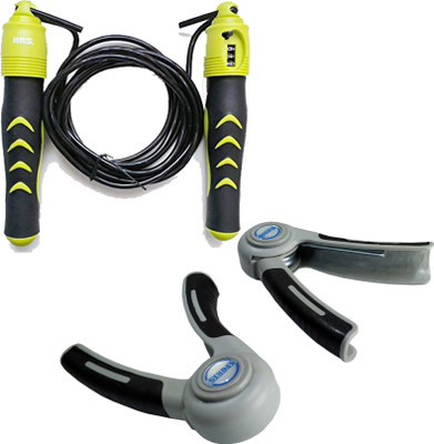 HRS Strength Combo (HG-112 Hand Grip,Pack of 2 + SR-130 Skipping Rope) Gym & Fitness Kit