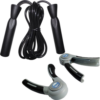HRS Strength Combo (HG-112 Hand Grip,Pack of 2 + SR-133 Skipping Rope) Gym & Fitness Kit